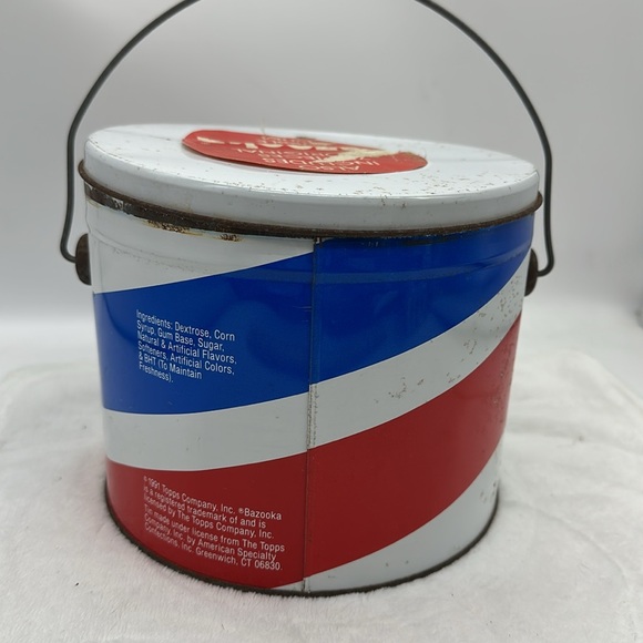 Vintage Bazooka Bubble Gum 1991 Large Metal/Tin Pail w/Handle - Picture 3 of 8